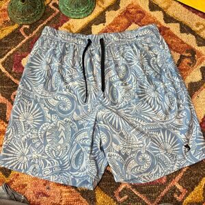 Salt Life Blue & White Tropical Print Swim Trunks Men's Large